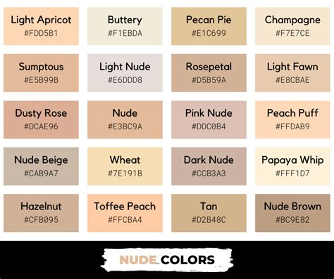 nude colors names|Ultimate Guide to Nude Color: Meaning, Hex Code, Shades,。